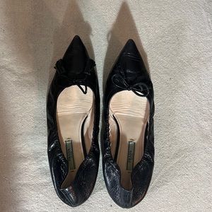 Prada Authentic Point-toe Leather Flats W/ Bow, includes box & bag, Vibram soles